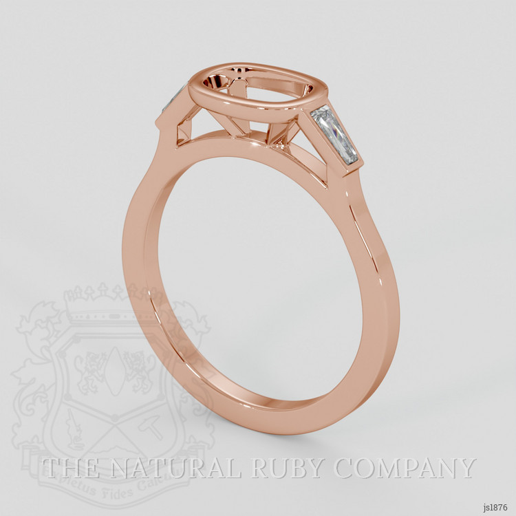 14K Rose Gold Three Stone Ring Setting