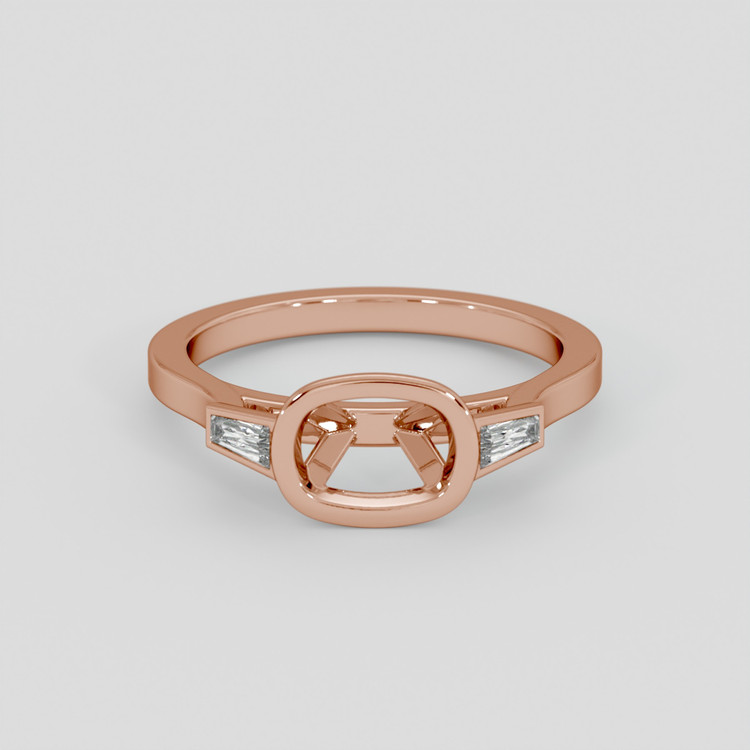 14K Rose Gold Three Stone Ring Setting