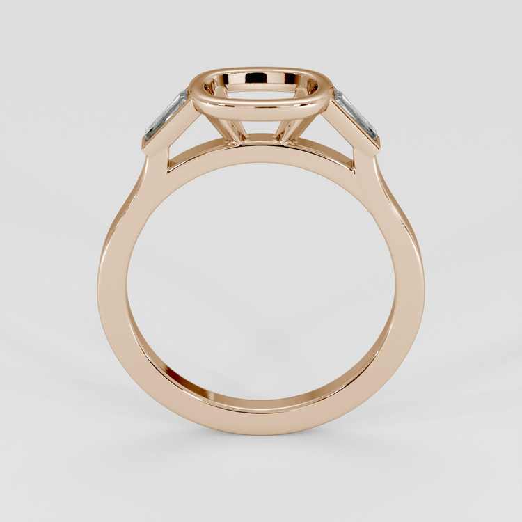 14K Rose Gold Three Stone Ring Setting