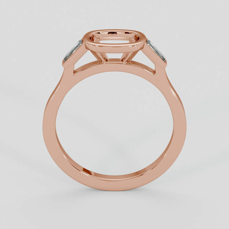 14K Rose Gold Three Stone Ring Setting