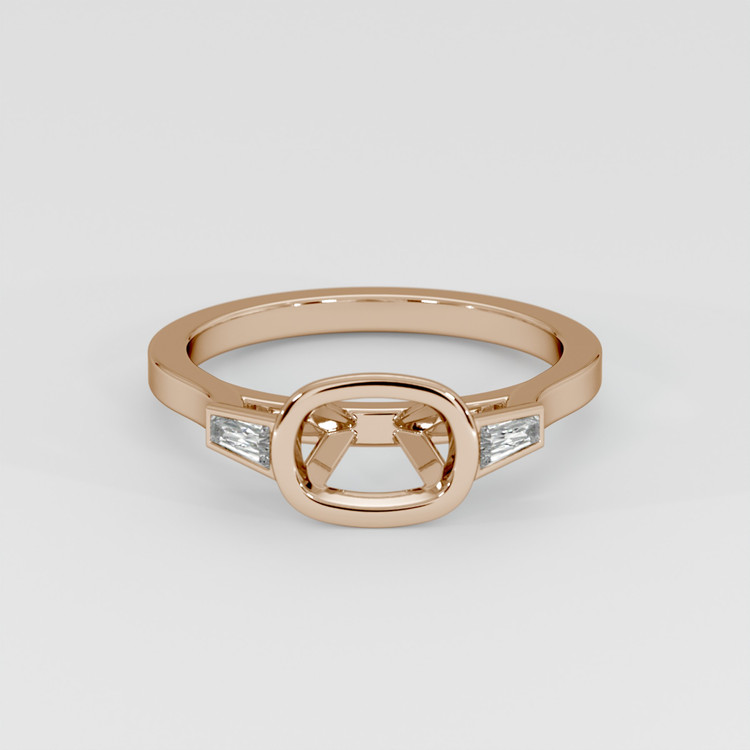 18K Rose Gold Three Stone Ring Setting