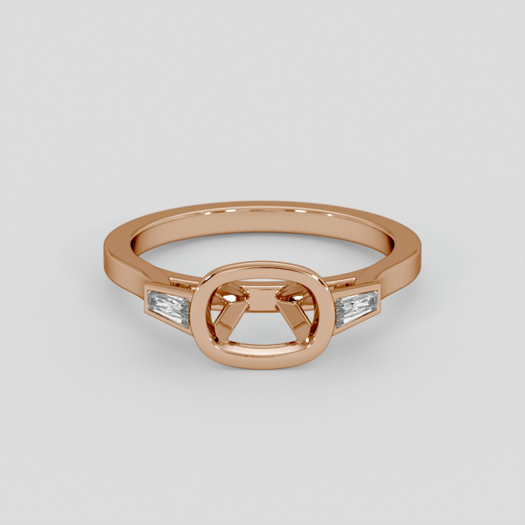 18K Rose Gold Three Stone Ring Setting