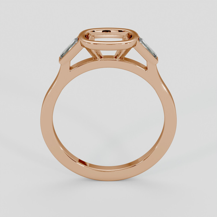 18K Rose Gold Three Stone Ring Setting