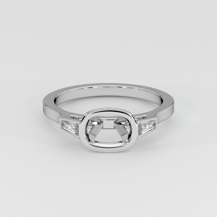 14K White Gold Three Stone Ring Setting