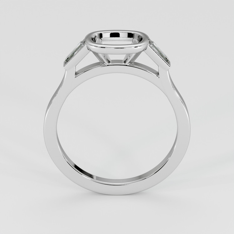 18K White Gold Three Stone Ring Setting