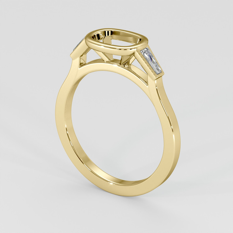 18K Yellow Gold Three Stone Ring Setting