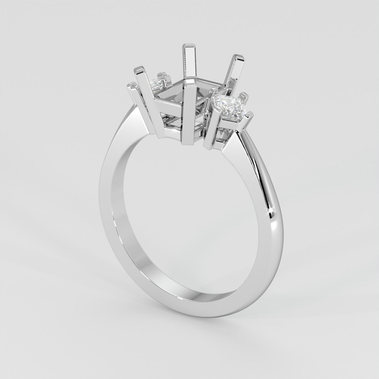 Platinum 950 Three Stone Ring Setting