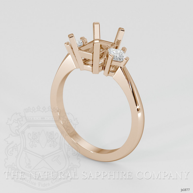 14K Rose Gold Three Stone Ring Setting