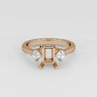 14K Rose Gold Three Stone Ring Setting Image