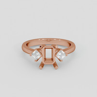 14K Rose Gold Three Stone Ring Setting Image
