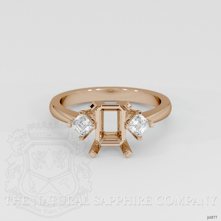 14K Rose Gold Three Stone Ring Setting