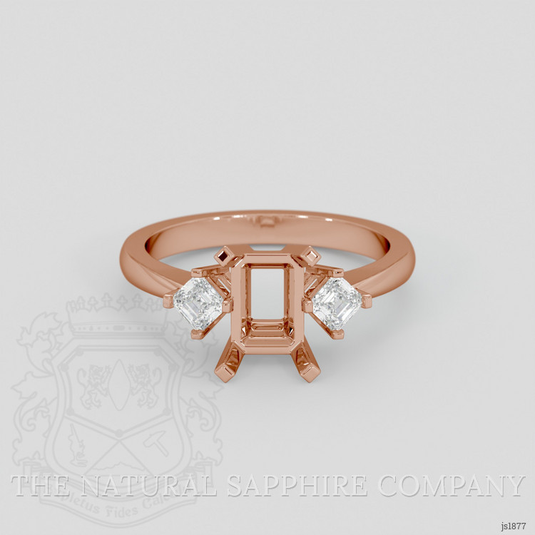 14K Rose Gold Three Stone Ring Setting