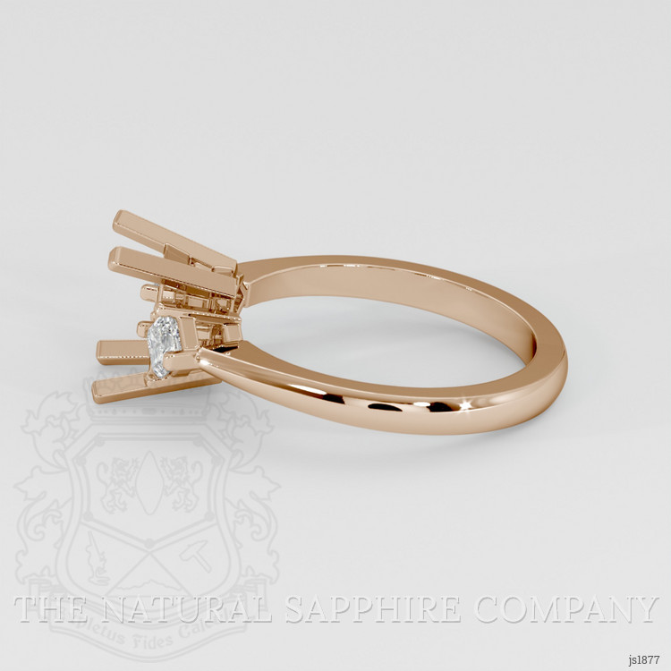 14K Rose Gold Three Stone Ring Setting