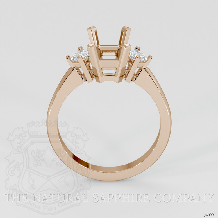14K Rose Gold Three Stone Ring Setting