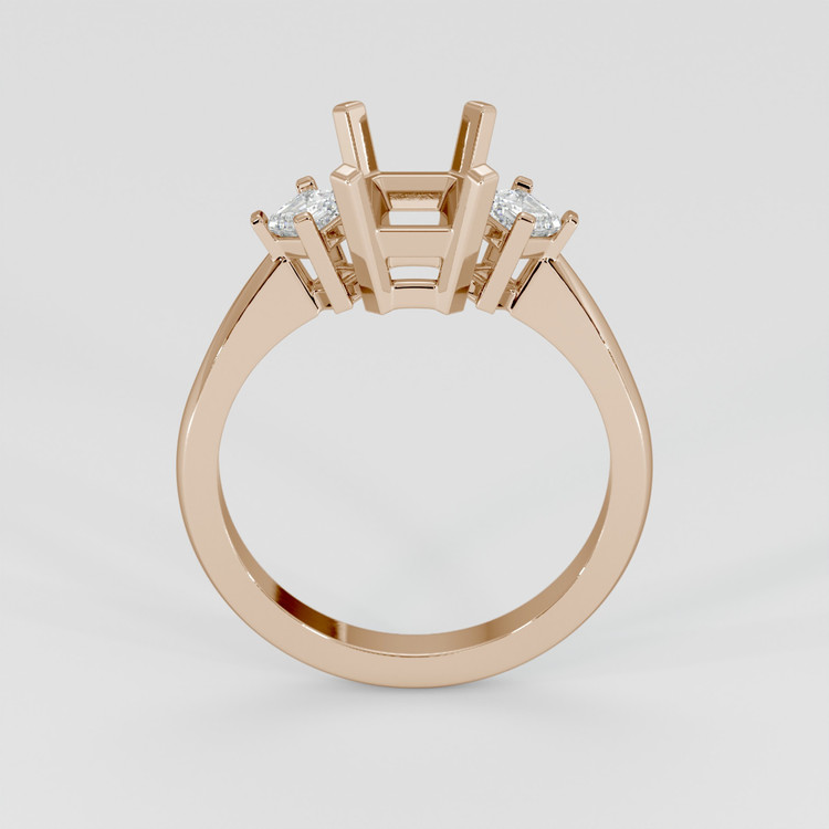 14K Rose Gold Three Stone Ring Setting