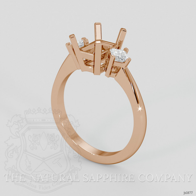 18K Rose Gold Three Stone Ring Setting
