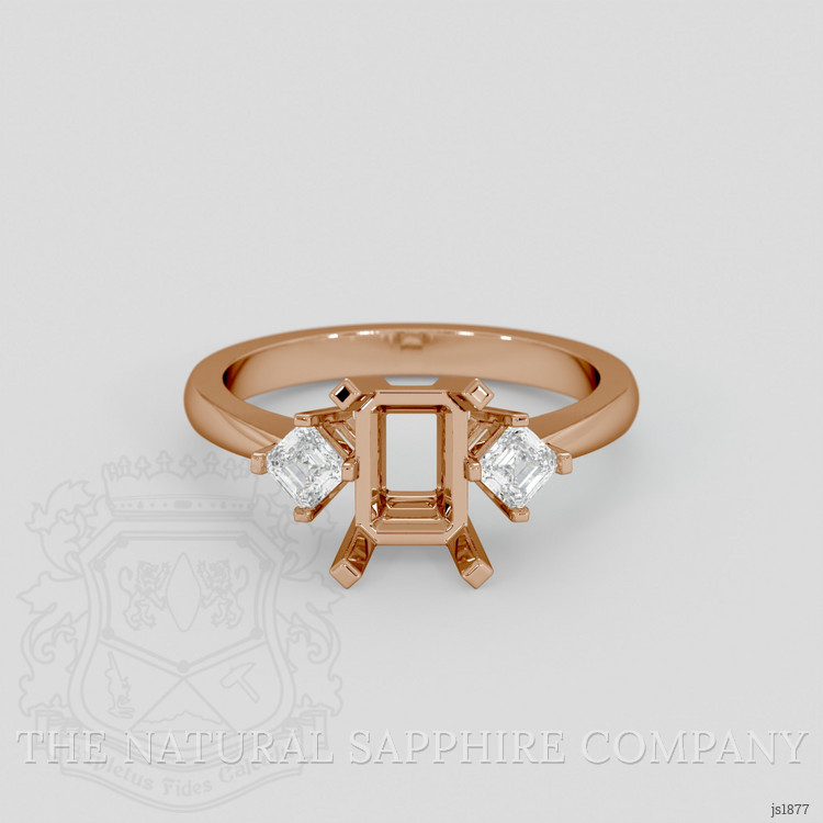 18K Rose Gold Three Stone Ring Setting