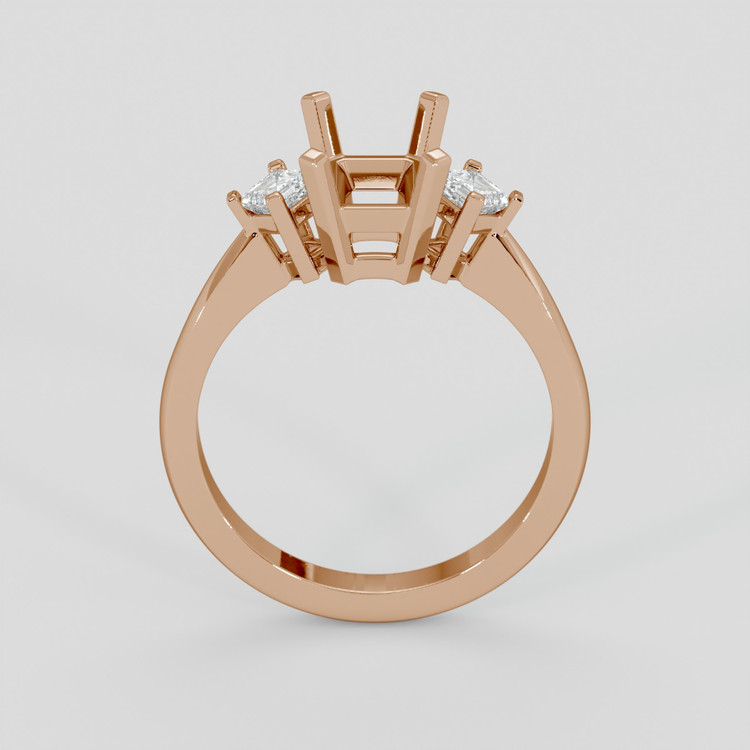 18K Rose Gold Three Stone Ring Setting