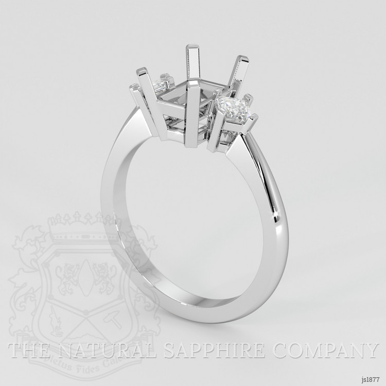 10K White Gold Three Stone Ring Setting
