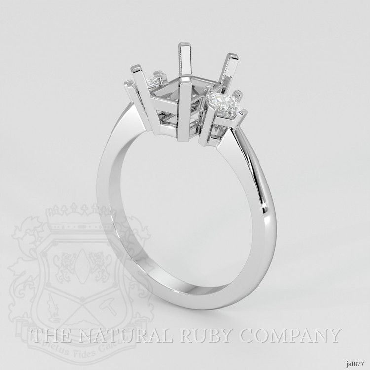 14K White Gold Three Stone Ring Setting