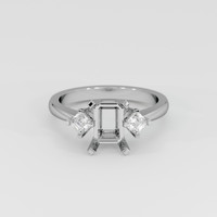 14K White Gold Three Stone Ring Setting Image