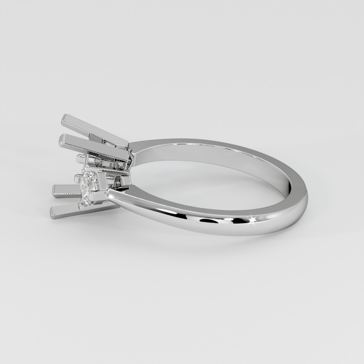 14K White Gold Three Stone Ring Setting