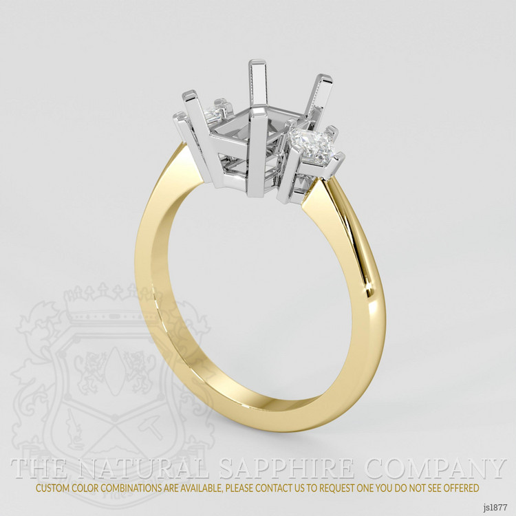 14K White & Yellow Three Stone Ring Setting