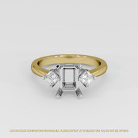 14K White & Yellow Three Stone Ring Setting Image