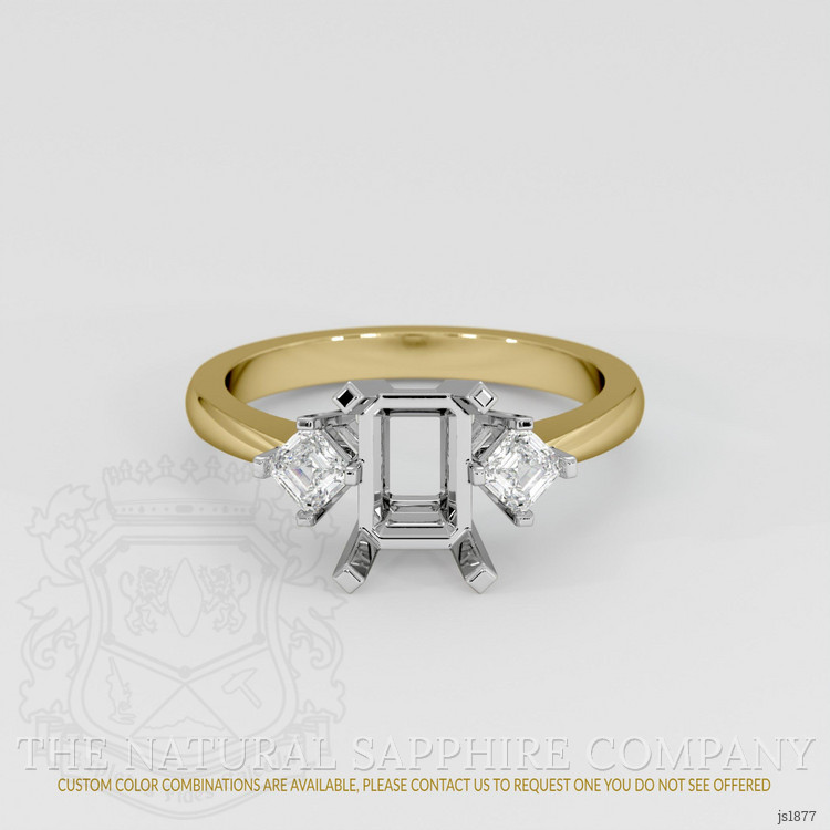 14K White & Yellow Three Stone Ring Setting