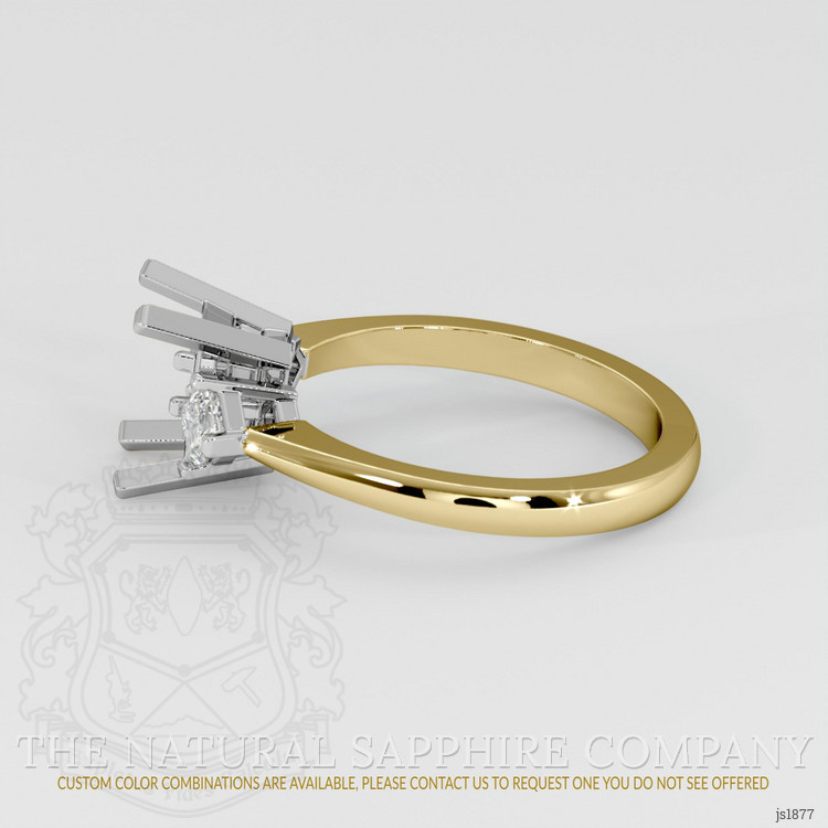 14K White & Yellow Three Stone Ring Setting