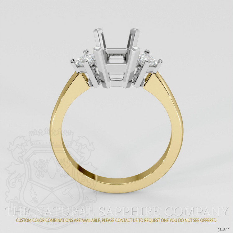 14K White & Yellow Three Stone Ring Setting