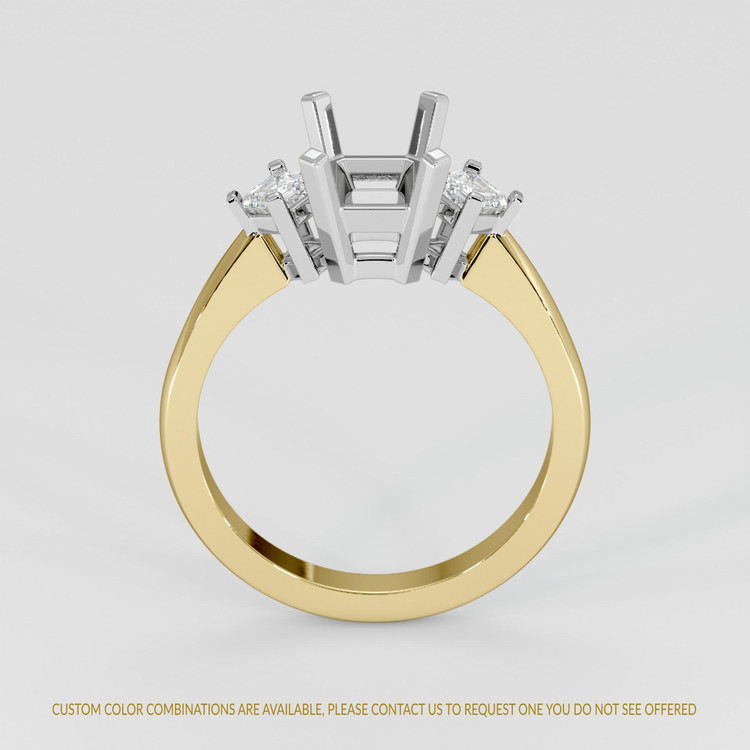14K White & Yellow Three Stone Ring Setting