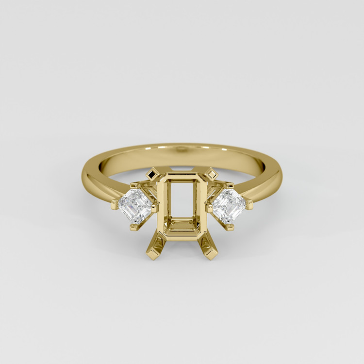 18K Yellow Gold Three Stone Ring Setting