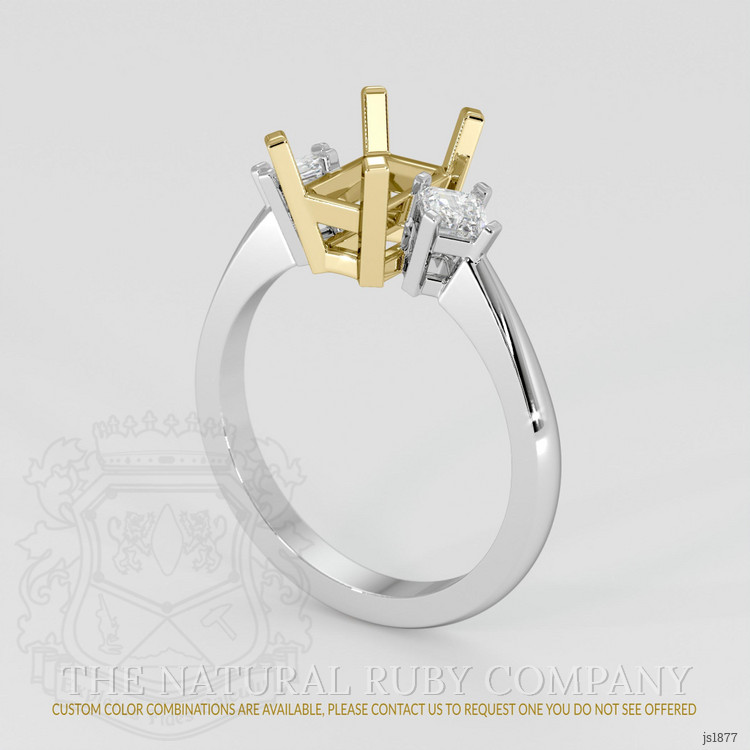 14K Yellow & White Three Stone Ring Setting