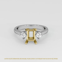 14K Yellow & White Three Stone Ring Setting Image