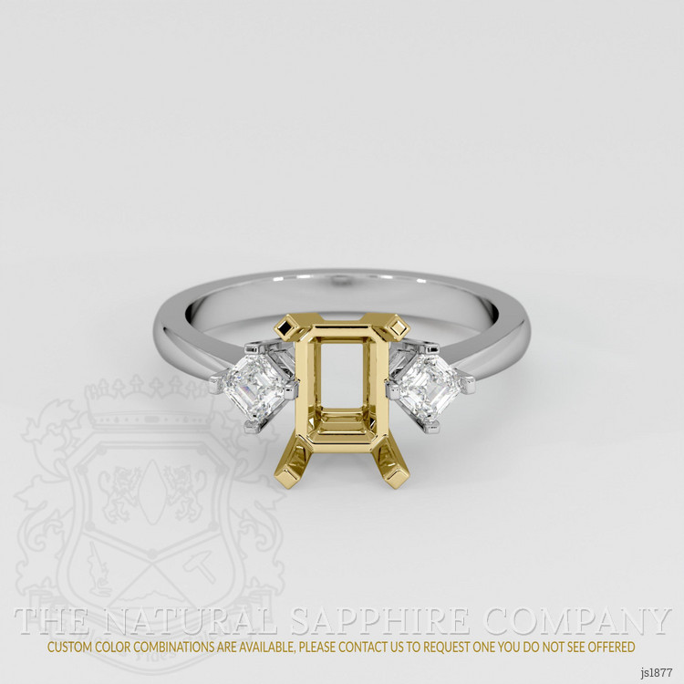 14K Yellow & White Three Stone Ring Setting