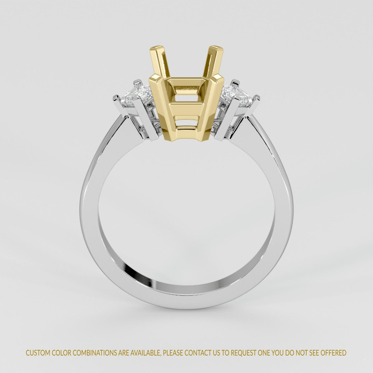 14K Yellow & White Three Stone Ring Setting