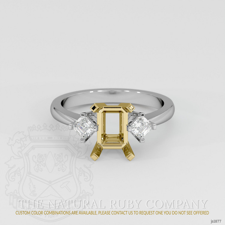 18K Yellow & White Three Stone Ring Setting