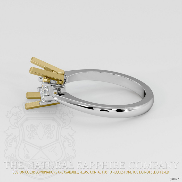 18K Yellow & White Three Stone Ring Setting