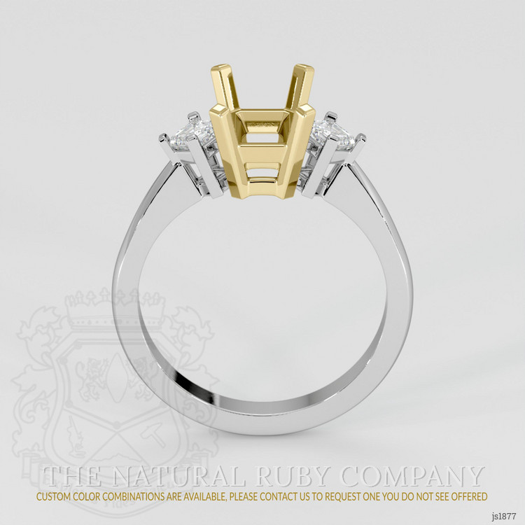 18K Yellow & White Three Stone Ring Setting