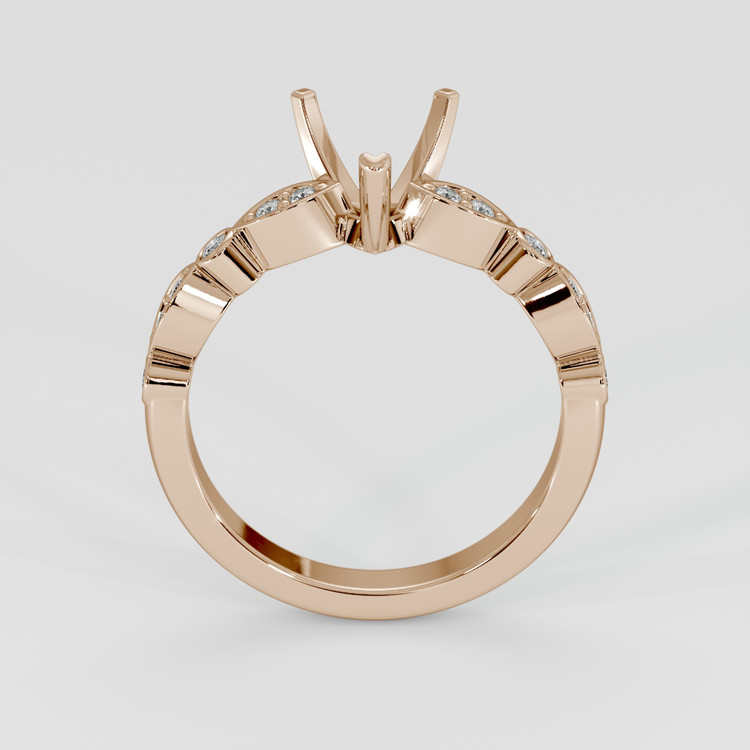 14K Rose Gold Pave Ring Setting