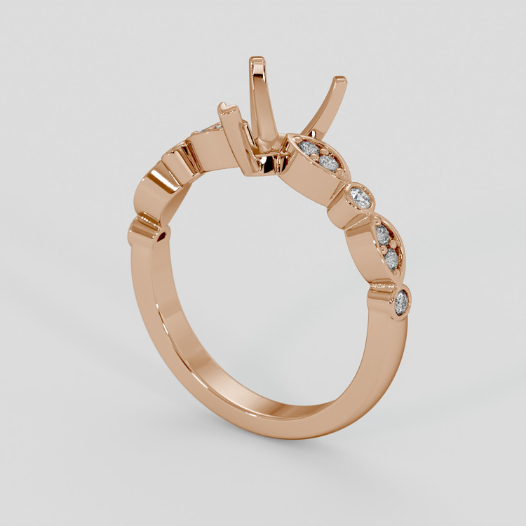 18K Rose Gold Pave Ring Setting