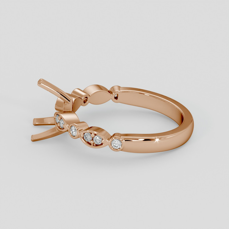 18K Rose Gold Pave Ring Setting