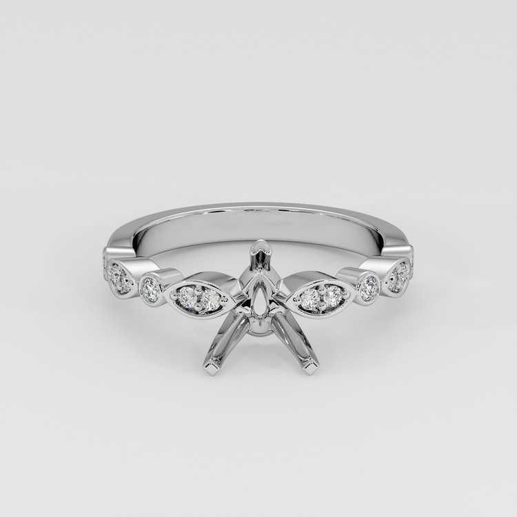 14K White Gold Pave Ring Setting