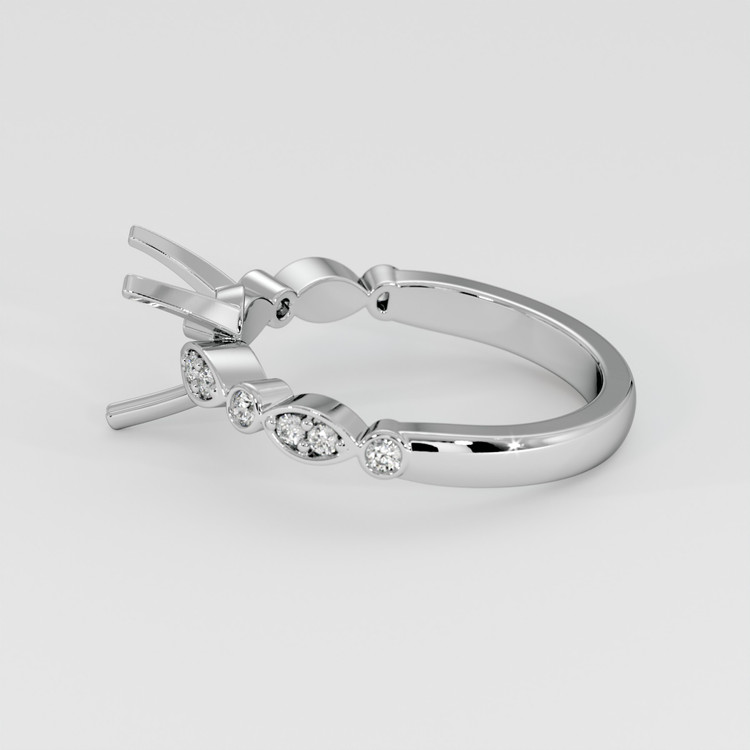14K White Gold Pave Ring Setting