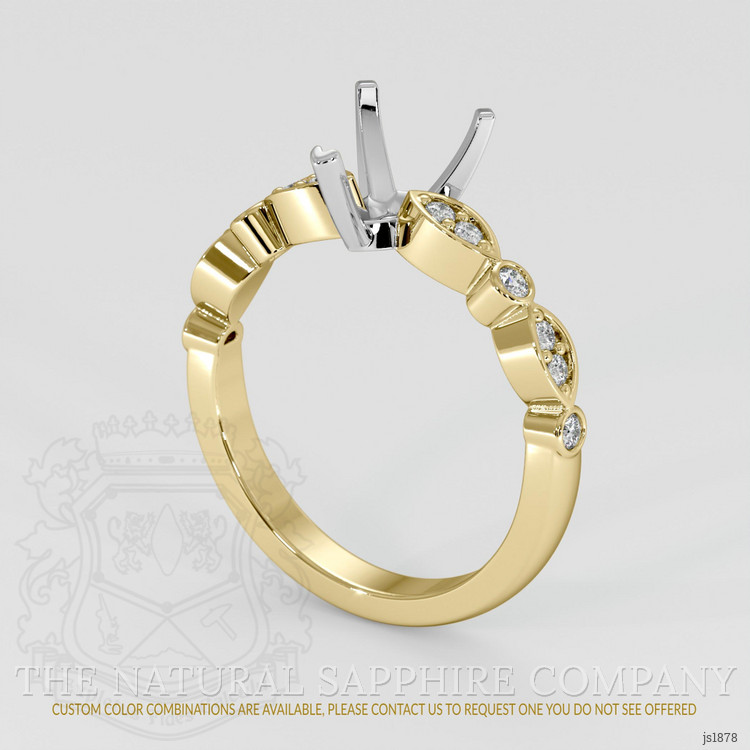 14K White & Yellow Pave Ring Setting