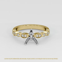 14K White & Yellow Pave Ring Setting Image
