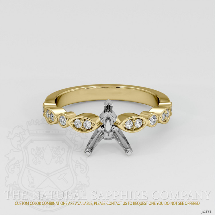 14K White & Yellow Pave Ring Setting