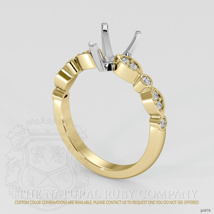 18K White & Yellow Pave Ring Setting