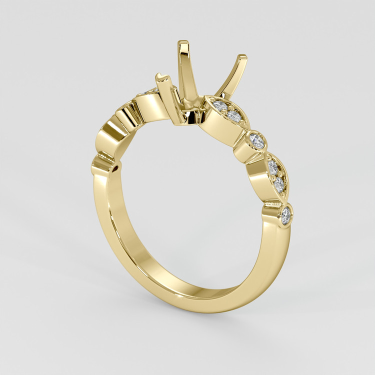 14K Yellow Gold Pave Ring Setting